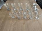 5 grands verres et 10 petits verres. , Cristal, Comme neuf, Autres types, Enlèvement ou Envoi