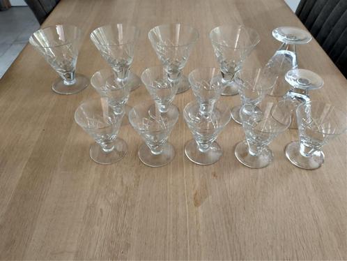 5 grands verres et 10 petits verres. , Cristal, Collections, Verres & Petits Verres, Comme neuf, Autres types, Enlèvement ou Envoi