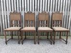 vier identieke antieke stoeltjes, Huis en Inrichting, Stoelen, Vier, Gebruikt, Bruin, Hout