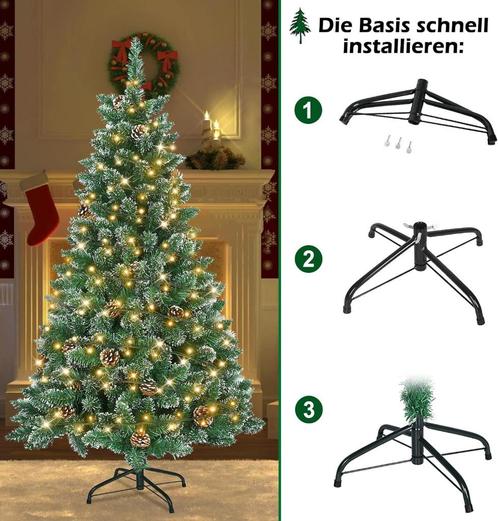 Kunst Kerstboom 180cm Met Sneeuw, Denneappels En Vaste Led"s, Divers, Noël, Neuf, Envoi