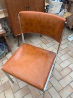 6 chaises Vintage années 60-70  cuir orange, Leer, Ophalen of Verzenden
