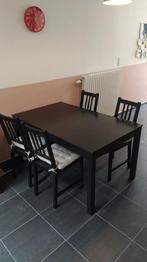Eettafel met 6 stoelen met kussens, Ophalen, Gebruikt, 100 tot 150 cm, 50 tot 100 cm
