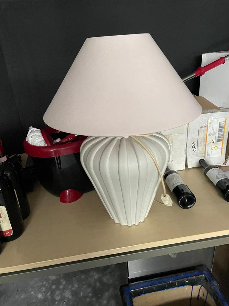 Mooie decoratieve tafellamp – keramiek & stoffen kap, Huis en Inrichting, Lampen | Tafellampen, Zo goed als nieuw, 50 tot 75 cm