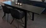 zwart eettafel - goede staat- verlengbaar tot 220, Huis en Inrichting, Tafels | Eettafels, Ophalen of Verzenden, Zo goed als nieuw
