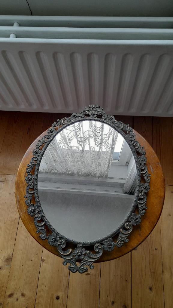 Ovale antieke spiegel in koper, Antiek en Kunst, Antiek | Spiegels, Ovaal, Ophalen