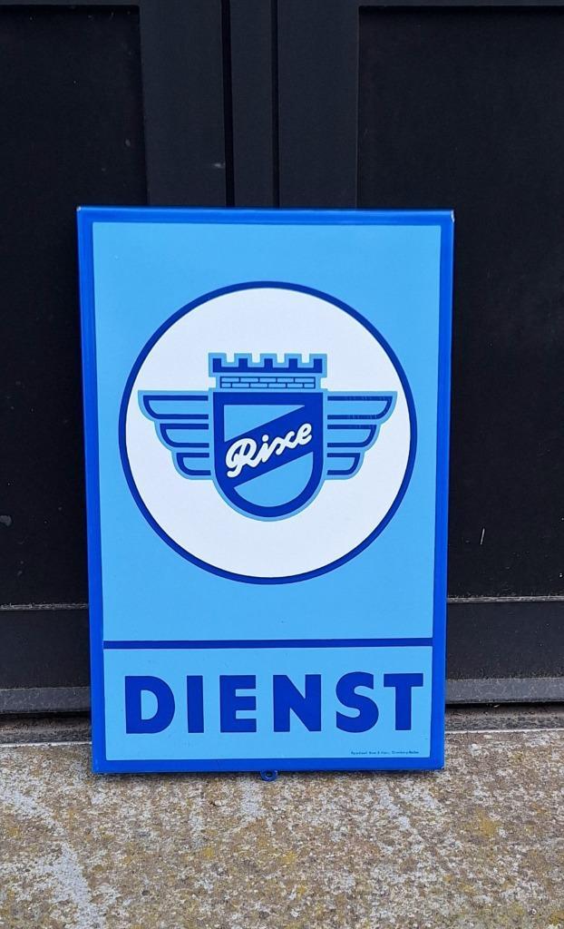 Origineel emaille reclamebord Rixe Dienst motorfietsen., Collections, Marques & Objets publicitaires, Utilisé, Panneau publicitaire