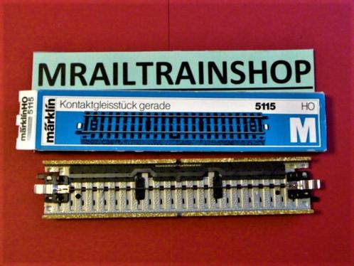 5115 MARKLIN- 1 x RECHTE KONTAKTRAIL OVERWEG/VOIE CONTACT DR, Hobby en Vrije tijd, Modeltreinen | H0, Zo goed als nieuw, Rails
