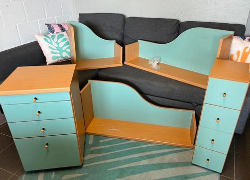 Bureau met kasten en 3 boekenplanken (6onderdelen), Huis en Inrichting, Bureaus, Zo goed als nieuw, Bureau, Ophalen