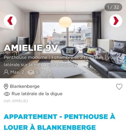 Location penthouse  1 chambre Blankenberge, Immo, Appartementen en Studio's te huur, Provincie West-Vlaanderen, 50 m² of meer