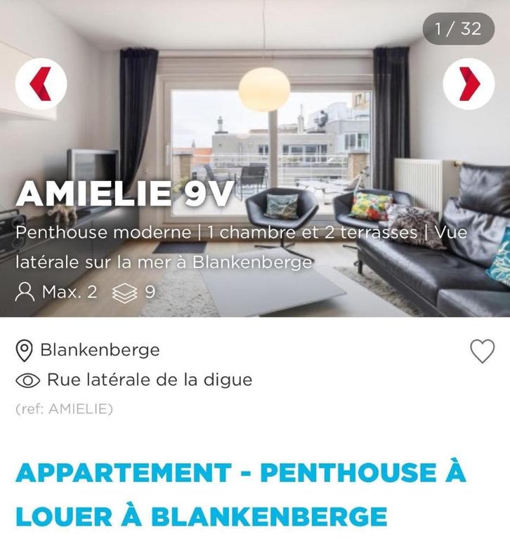 Location penthouse  1 chambre Blankenberge, Immo, Appartementen en Studio's te huur, Provincie West-Vlaanderen, 50 m² of meer