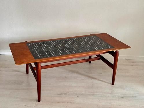 Vintage teak midcentury salontafel met mozaiek 1960, Huis en Inrichting, Tafels | Salontafels, Ophalen