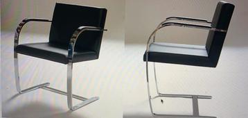 Knoll Brno Chair x2  flat steel Mies van der Rohe cuir veau