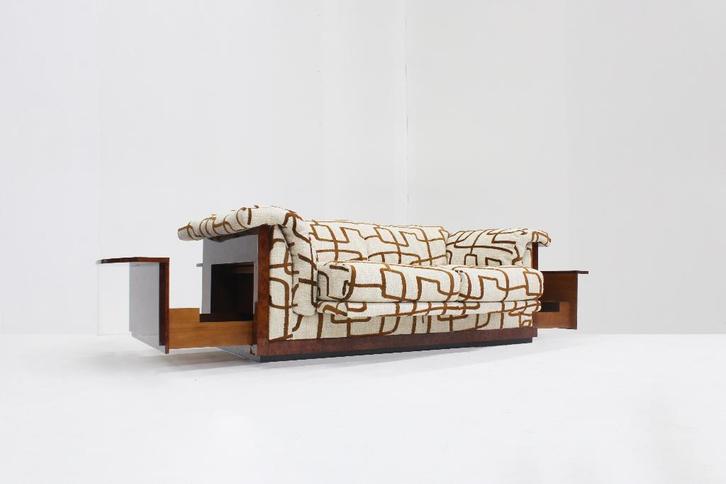 Vintage Art Deco Sofa Burl Wood, Antiek en Kunst, Antiek | Meubels | Stoelen en Sofa's, Ophalen
