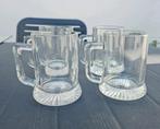 4  zware glazen bierpotten met oor, Ophalen of Verzenden, Zo goed als nieuw