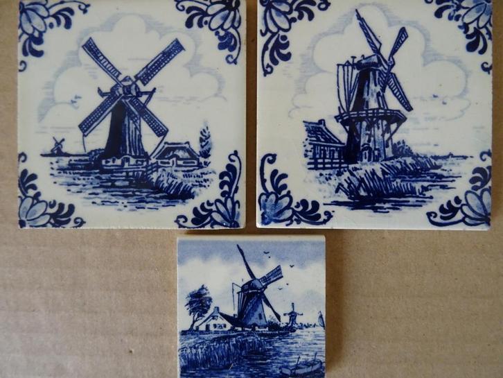 Delfts blauwe tegel Delfts blauwe tegels tegeltjes met molen, Antiek en Kunst, Curiosa en Brocante, Ophalen of Verzenden