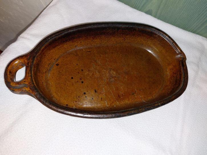oude bruine aardewerken braadslede, jaren 1800-1900, Antiek en Kunst, Curiosa en Brocante, Ophalen of Verzenden