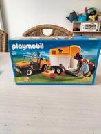 Playmobile jeep met trailer paard, Ophalen of Verzenden, Zo goed als nieuw