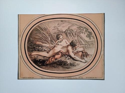Gravure 'Deux Naïades' - 18de eeuw, Antiek en Kunst, Kunst | Etsen en Gravures, Ophalen of Verzenden