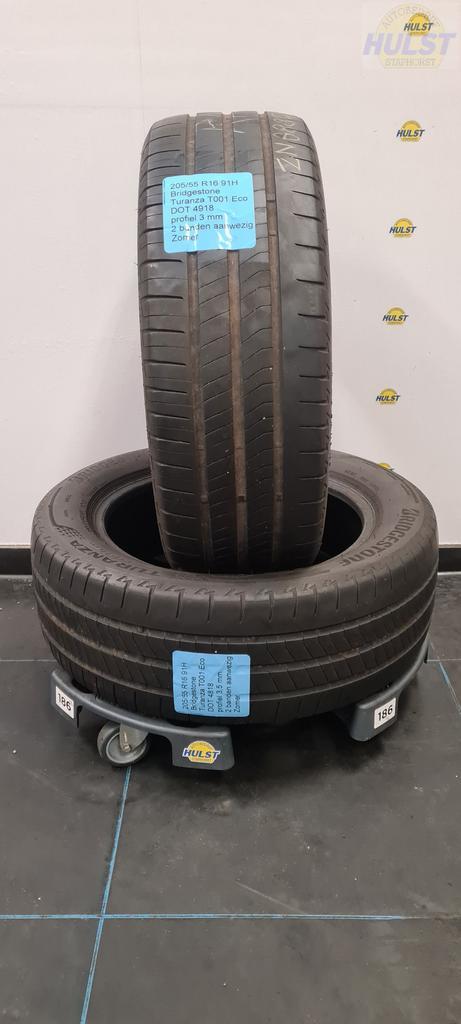 2 gebruikte Bridgestone zomerbanden 205/55 R16 91H, Auto-onderdelen, Banden en Velgen, Band(en), Zomerbanden, 16 inch, 205 mm