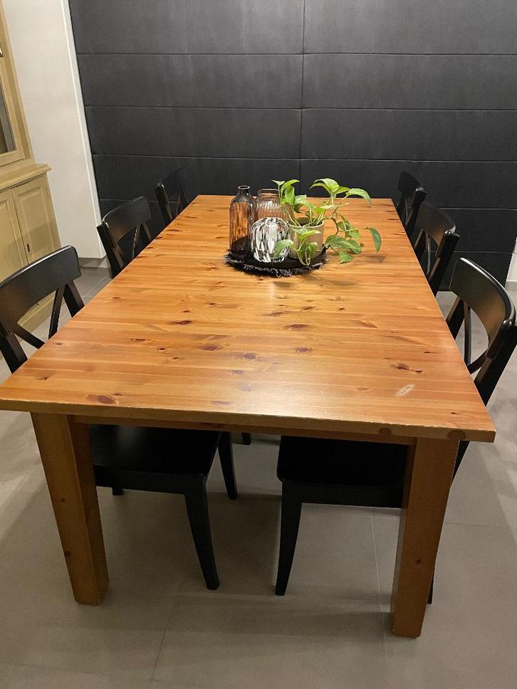 Tafel en 6 stoelen  IKEA, Maison & Meubles, Tables | Tables à manger, Utilisé, 100 à 150 cm, 200 cm ou plus, Cinq personnes ou plus