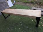 Houten bankje met metaal onderstel, Tuin en Terras, Ophalen, Zo goed als nieuw, Hout