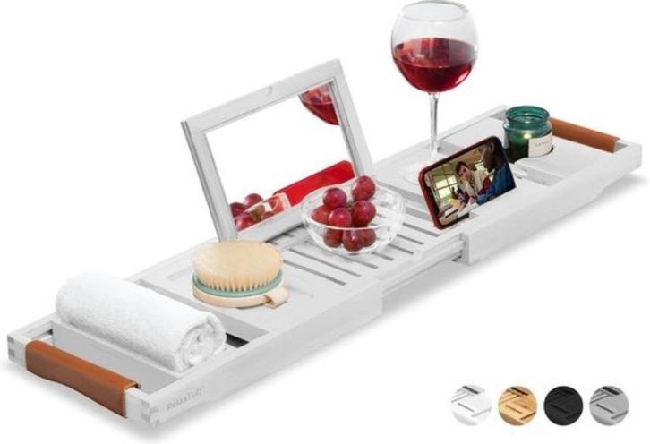 RelaxTub Badplank - in wit bamboe - luxe uitvoering, Huis en Inrichting, Badkamer | Badtextiel en Accessoires, Zo goed als nieuw