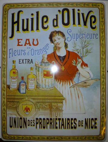 Blikken reclamebord Huile d'Olive beschikbaar voor biedingen