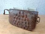 Krokodillen lederen tas. (Handgemaakt), Ophalen of Verzenden, Gebruikt, Bruin, Leer