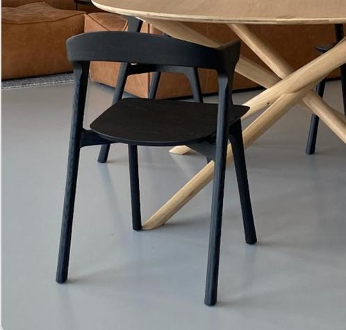 Set van 6 zwarte Bok eetstoelen Ethnicraft, Huis en Inrichting, Stoelen, Gebruikt, Vijf, Zes of meer stoelen, Hout, Zwart, Ophalen