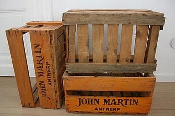Vintage houten bierkratten van John Martin beschikbaar voor biedingen