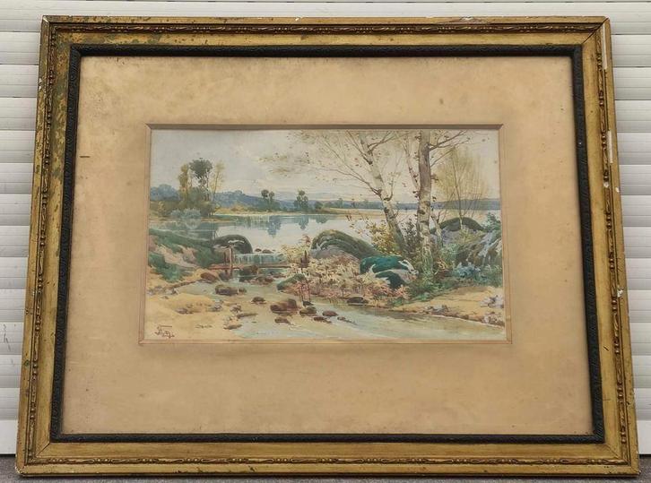 aquarelle paysage signe, Antiquités & Art, Art | Peinture | Classique, Enlèvement ou Envoi