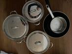 Potten 4 delig +plus wok pan tefal  (niet inductie ), Huis en Inrichting, Zo goed als nieuw, Ophalen