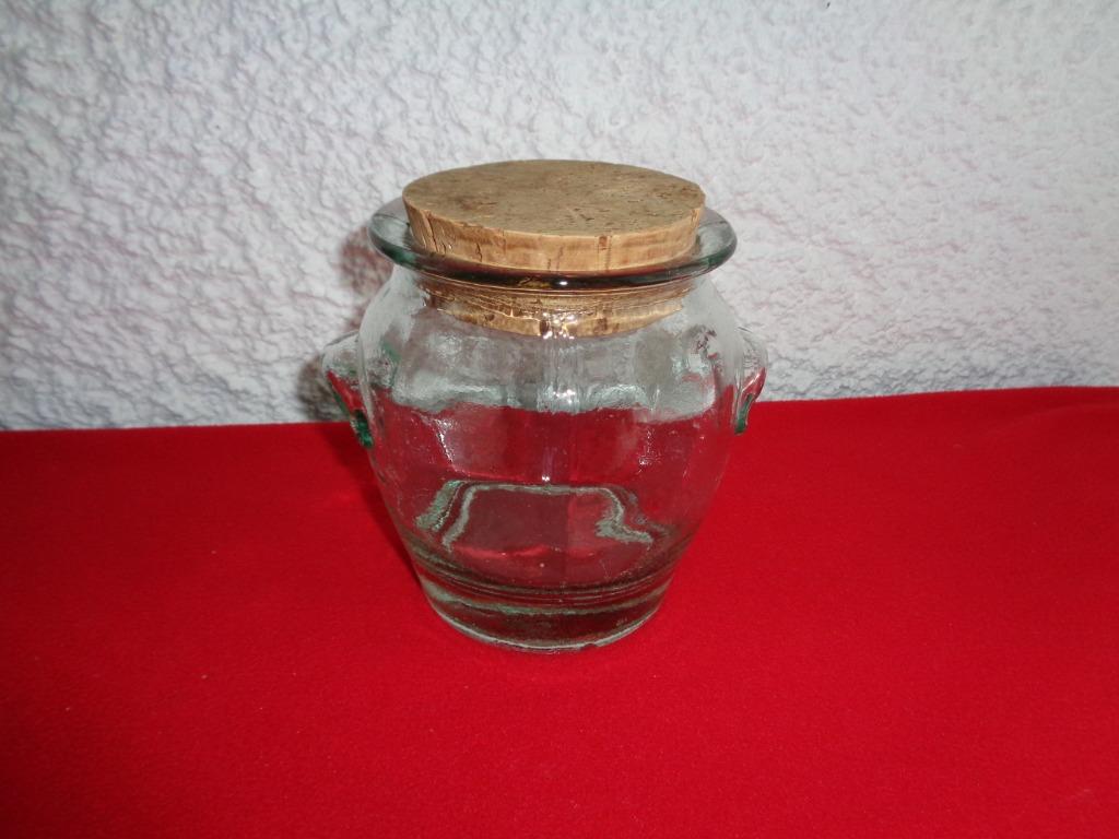 1 pot rond en verre Bouchon Liége. Vintage, Maison & Meubles, Cuisine | Vaisselle, Utilisé, Autres styles, Verre, Enlèvement ou Envoi