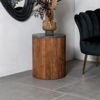Bijzettafel glitzie 40 cm marmer/hout, Huis en Inrichting, Tafels | Bijzettafels, Ophalen of Verzenden, Zo goed als nieuw, Hout