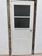 Houten (pitch pine) deur met glas uit herenhuis, Doe-het-zelf en Bouw, Deuren en Vliegenramen, Gebruikt, Glas, Ophalen, Binnendeur