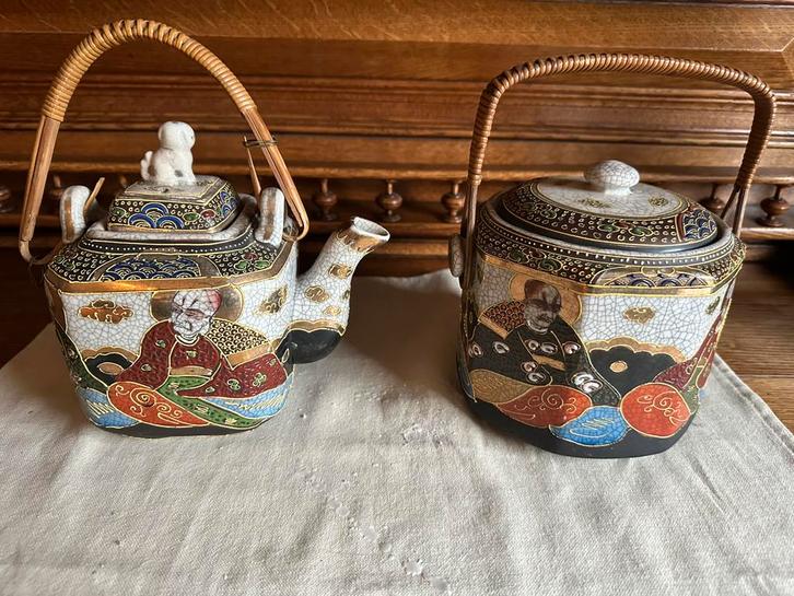 Antieke Japanse Satsuma theepotten – handbeschilderd, Antiek en Kunst, Antiek | Servies compleet, Ophalen