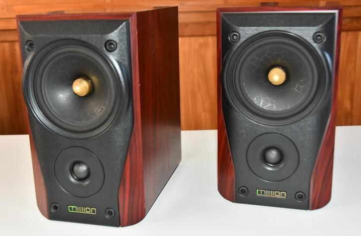 Enceintes bibliothèques Mission, Audio, Tv en Foto, Luidsprekerboxen, Zo goed als nieuw, Front, Rear of Stereo speakers, 60 tot 120 watt