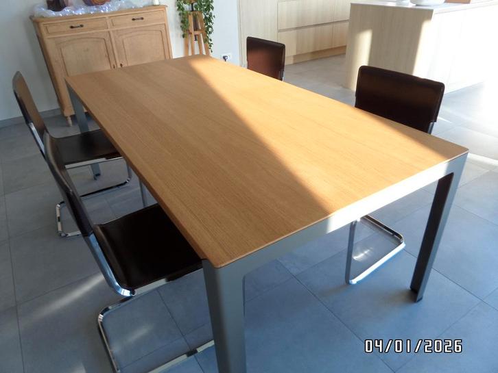 tafel Leolux - Kalia, Maison & Meubles, Tables | Tables de salon, Comme neuf, Rectangulaire, Chêne, Métal, Enlèvement