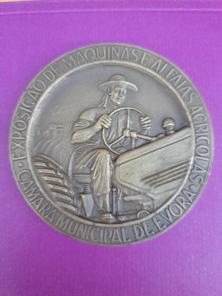 1959 Portugal medaille expositie landbouwwerktuigen Evora, Postzegels en Munten, Penningen en Medailles, Brons, Verzenden