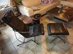 Design relaxzetel / relaxfauteuil . Zanotta , met voetenbank, Ophalen, Gebruikt, Metaal