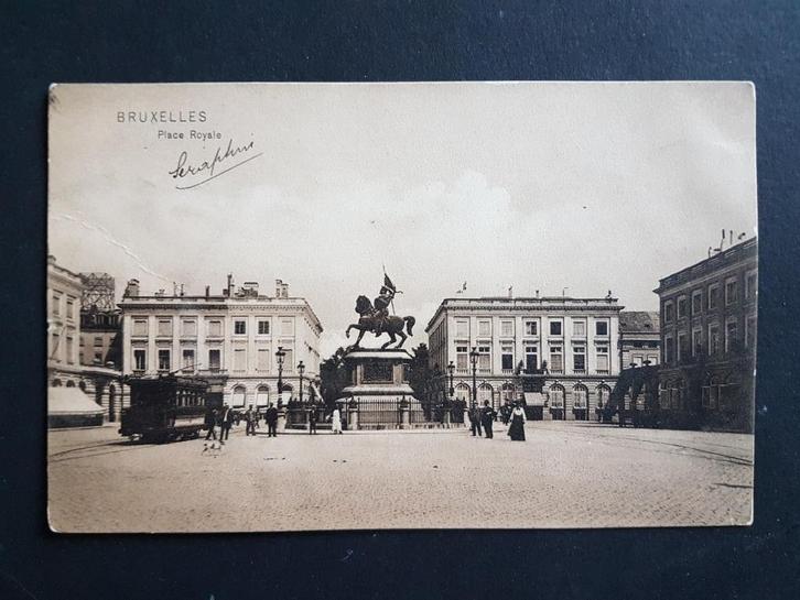 Postkaart Brussel Place Royale TRAM, Verzamelen, Postkaarten | België, Gelopen, Brussel (Gewest), Voor 1920, Ophalen of Verzenden