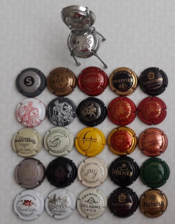 Lot de 25 capsules de Champagne + chaise (lot 2), Verzamelen, Overige Verzamelen, Gebruikt, Ophalen of Verzenden