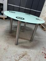 ronde glazen vintage tafel, glas 12 mm, Huis en Inrichting, Tafels | Eettafels, Ophalen, Q, Bauhaus/minimalistisch, Zo goed als nieuw