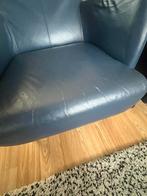 2 blauwe lederen stoelen, Ophalen, Gebruikt, Eenpersoons, Minder dan 75 cm