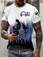 Heren T-shirt DJ Korte Mouw Grote maat 6XL (Nieuw), Autres tailles, Enlèvement ou Envoi, Blanc, Neuf