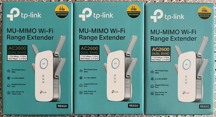 TP-Link RE650 WiFi versterker (x3), Computers en Software, Routers en Modems, Zo goed als nieuw, Ophalen