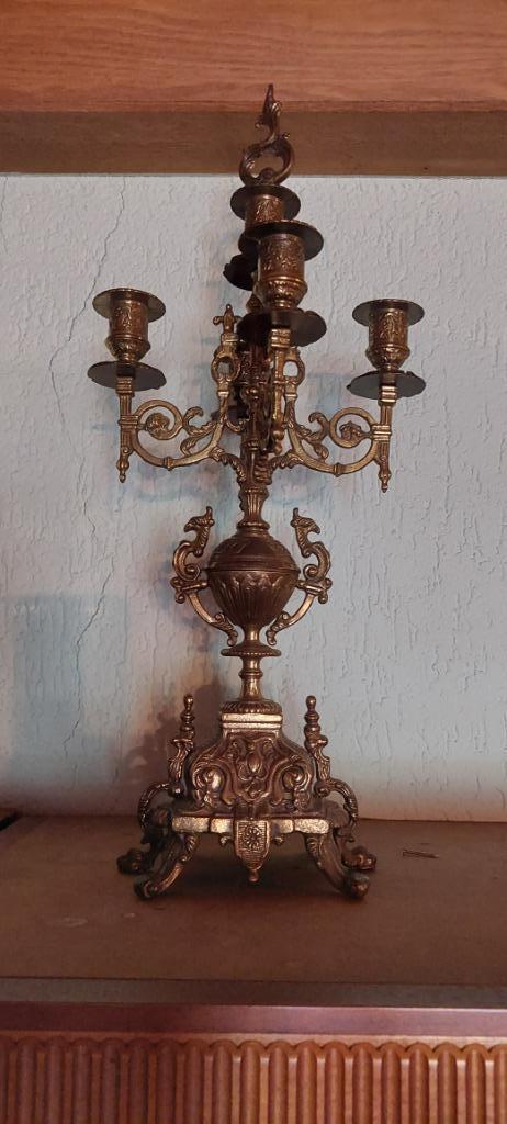 Set van 2 barokke kandelaars – 5-armig – Louis XV-stijl – br, Antiek en Kunst, Curiosa en Brocante, Ophalen