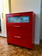 Ikea Brimnes ladekast met 3 lades (rood), Maison & Meubles, Armoires | Commodes, Enlèvement, Utilisé
