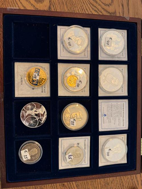 Setje penningen, Postzegels en Munten, Penningen en Medailles, Zilver, Ophalen of Verzenden