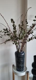 Magnifique vase noir avec de vraies fleurs en zinc (séché), Comme neuf, Enlèvement ou Envoi